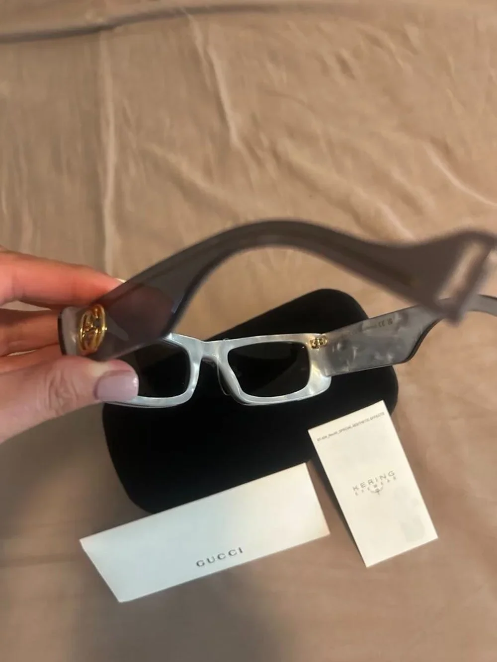 Gucci Gray Rectangular Mirrored Sunglasses